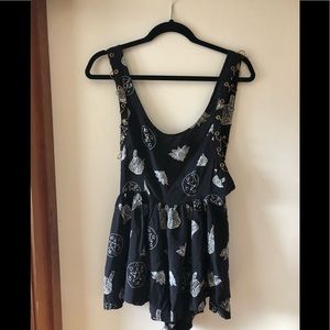 Original Sin Black Witchy Goth Printed Romper